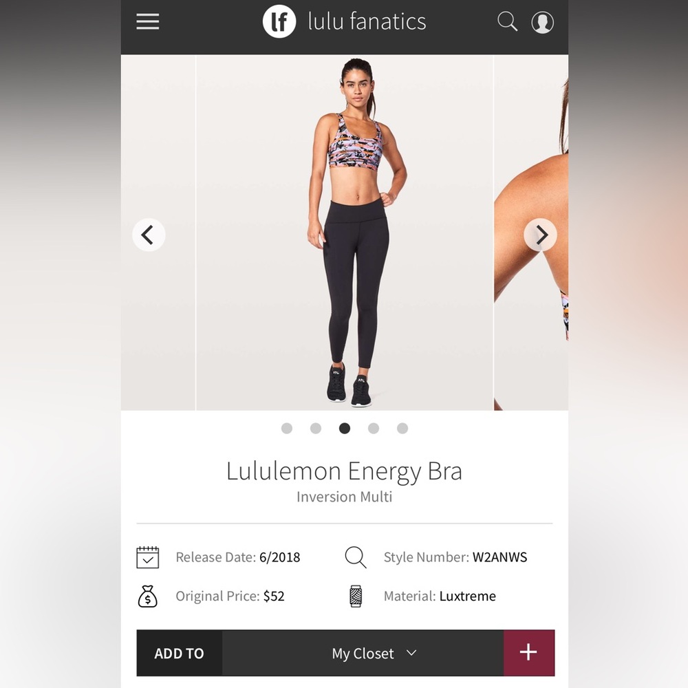 67. Lululemon athletica Energy Bra